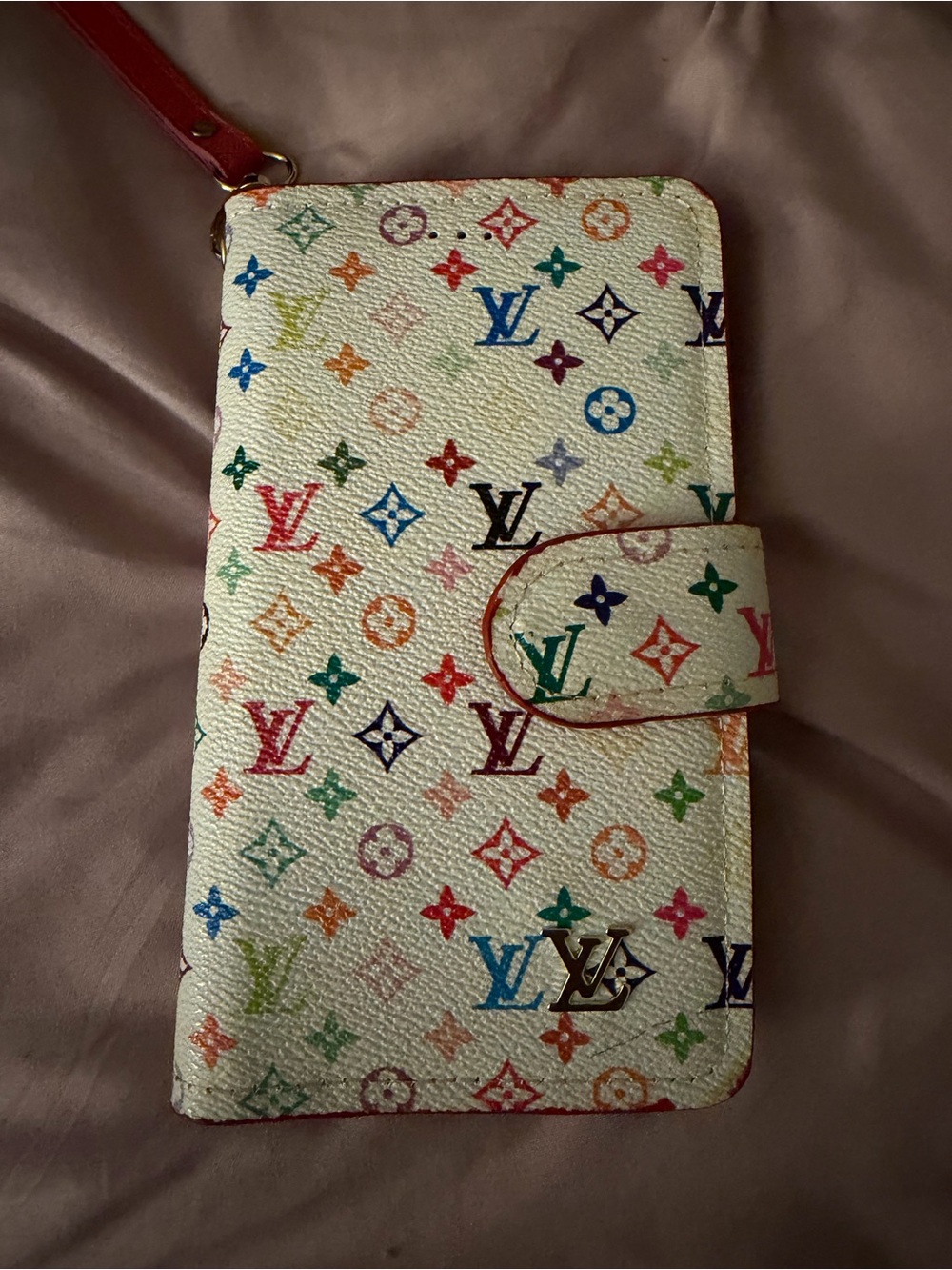 Louis Vuitton White Multicolor Monogram Wristlet Phone Case